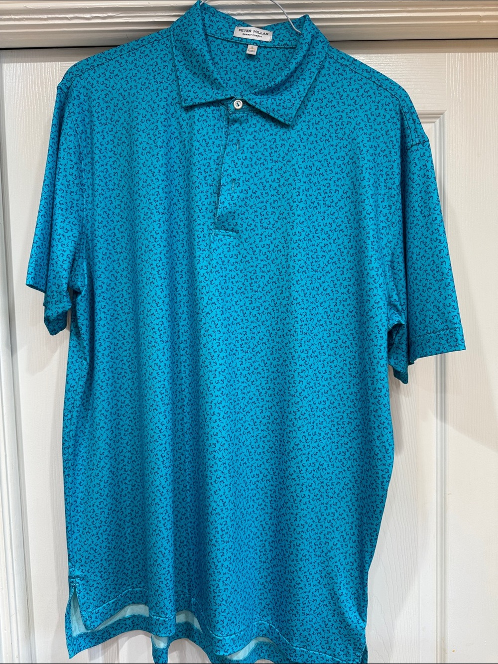 Peter Millar Teal Blue Short Sleeve Polo